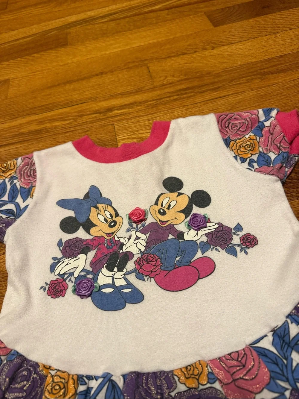 Disney Vintage Youth Dress 4t Mickey Minnie 80s 90s Retro Cartoon Floral